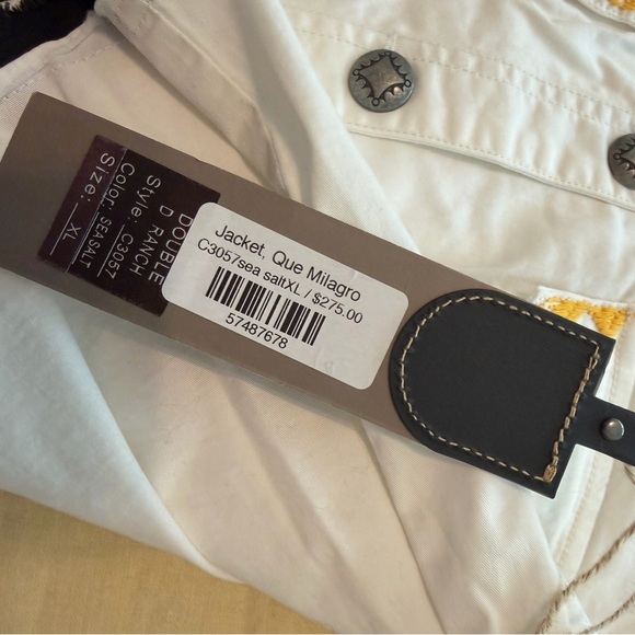 Double D Ranch White Jean Jacket with Colorful Embroidery - Picture 8 of 8